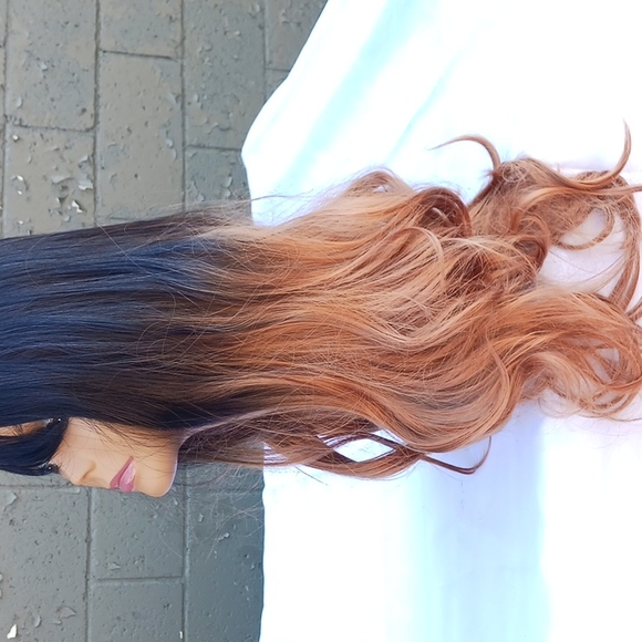 NWOT Long Synthetic wig black and auburn - Picture 8 of 11